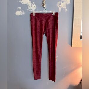 MPG Size Medium Red Black Design Full Length Leggings Preowned